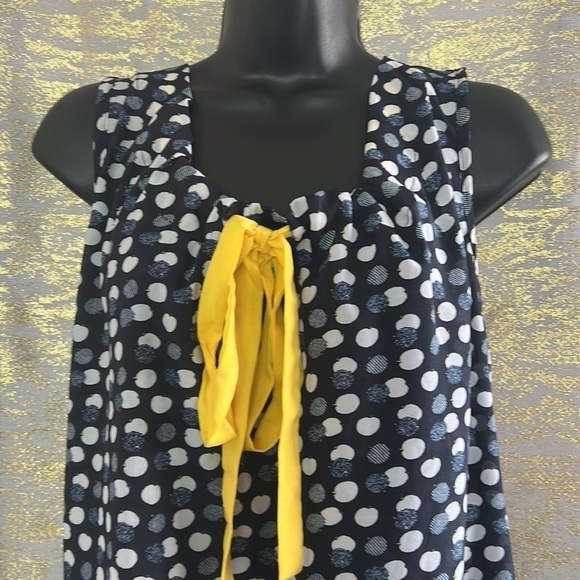 Cleo Navy Blue Polka Dot And Bow Tank Top Size M - Picture 4 of 13